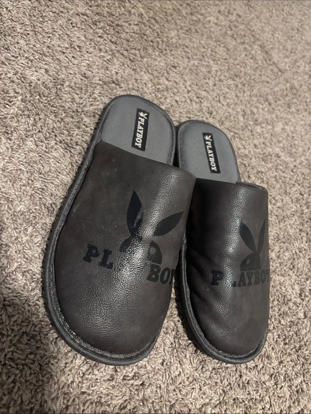 PLAYBOY Black Men's Slip-On Slides with Logo